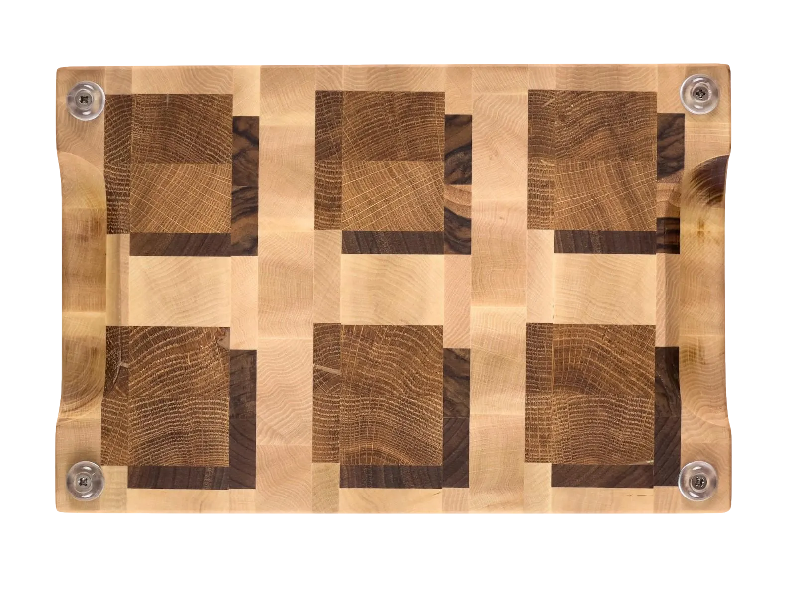 3D End Grain Cutting Board Ash & Walnut Solid Wood Serving Kitchen Board